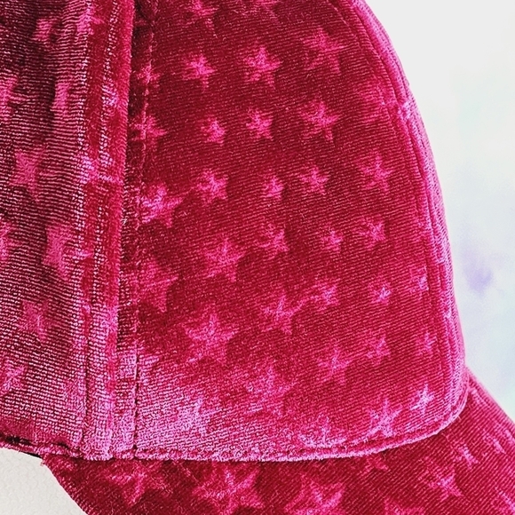 Charming Charlie Dark Red Velvet Stars Baseball Hat - Picture 7 of 9
